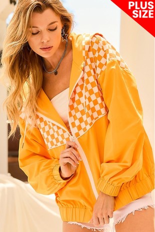 Orange Checkers light weight Vols jacket, Plus Size