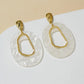 Acrylic Oval Pearl-Gold Earring