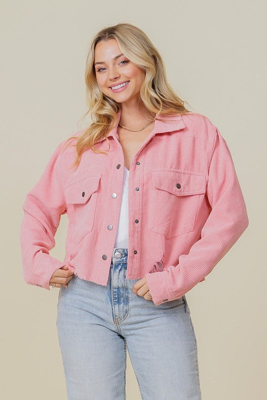 ZOEY DISTRESSED CORDUROY distressed JACKET