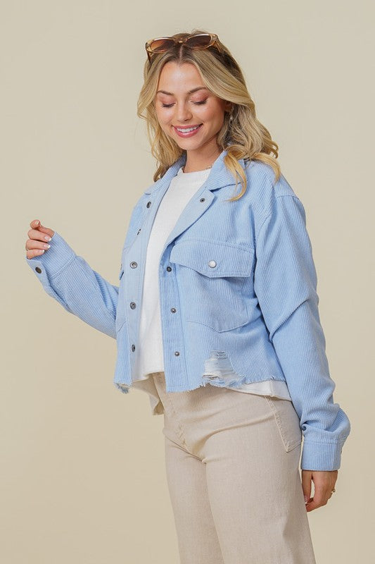 ZOEY DISTRESSED CORDUROY distressed JACKET