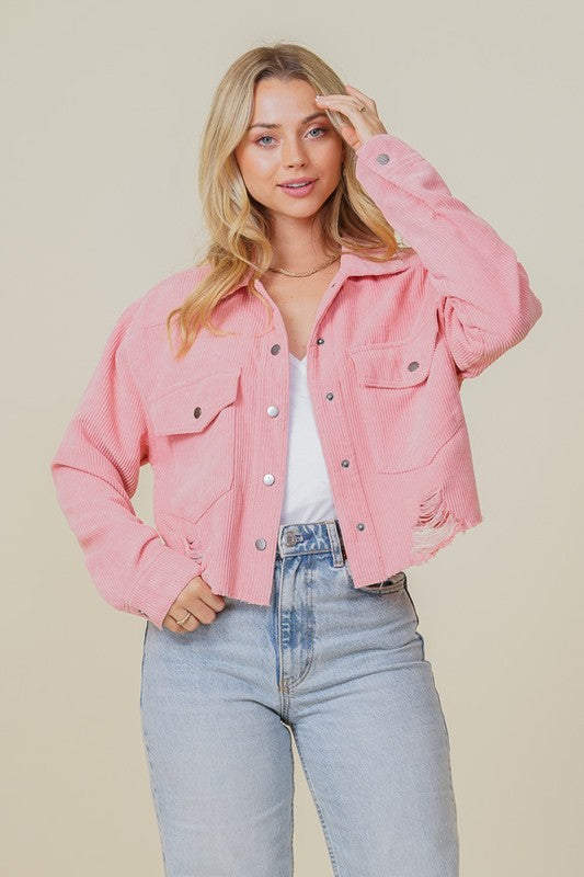 ZOEY DISTRESSED CORDUROY distressed JACKET