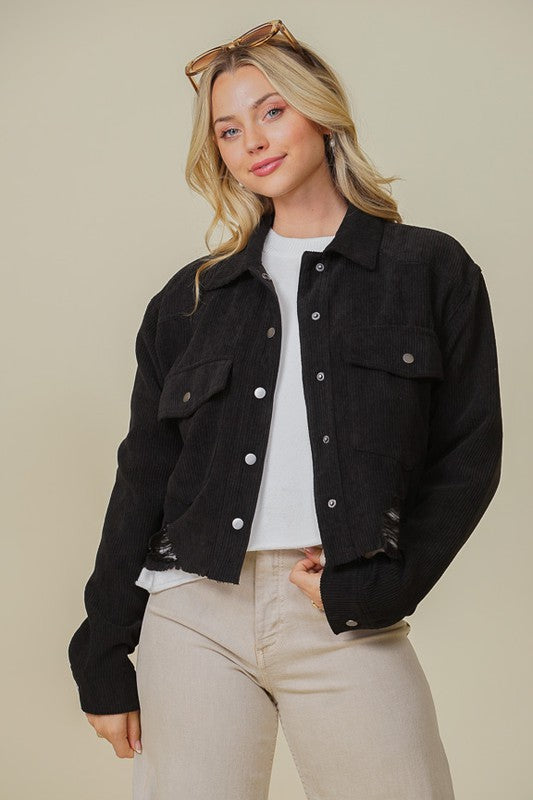 ZOEY DISTRESSED CORDUROY distressed JACKET