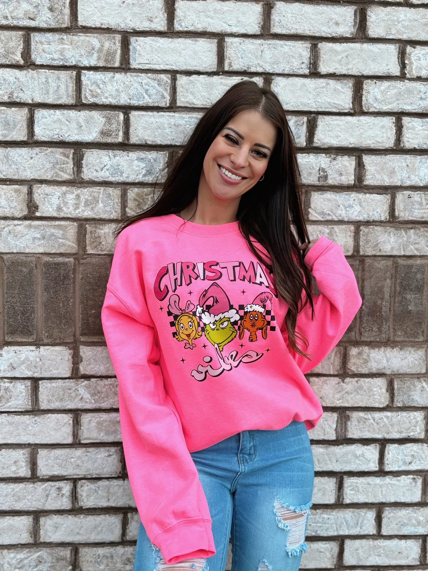 Grinch Bright Pink Sweatshirt