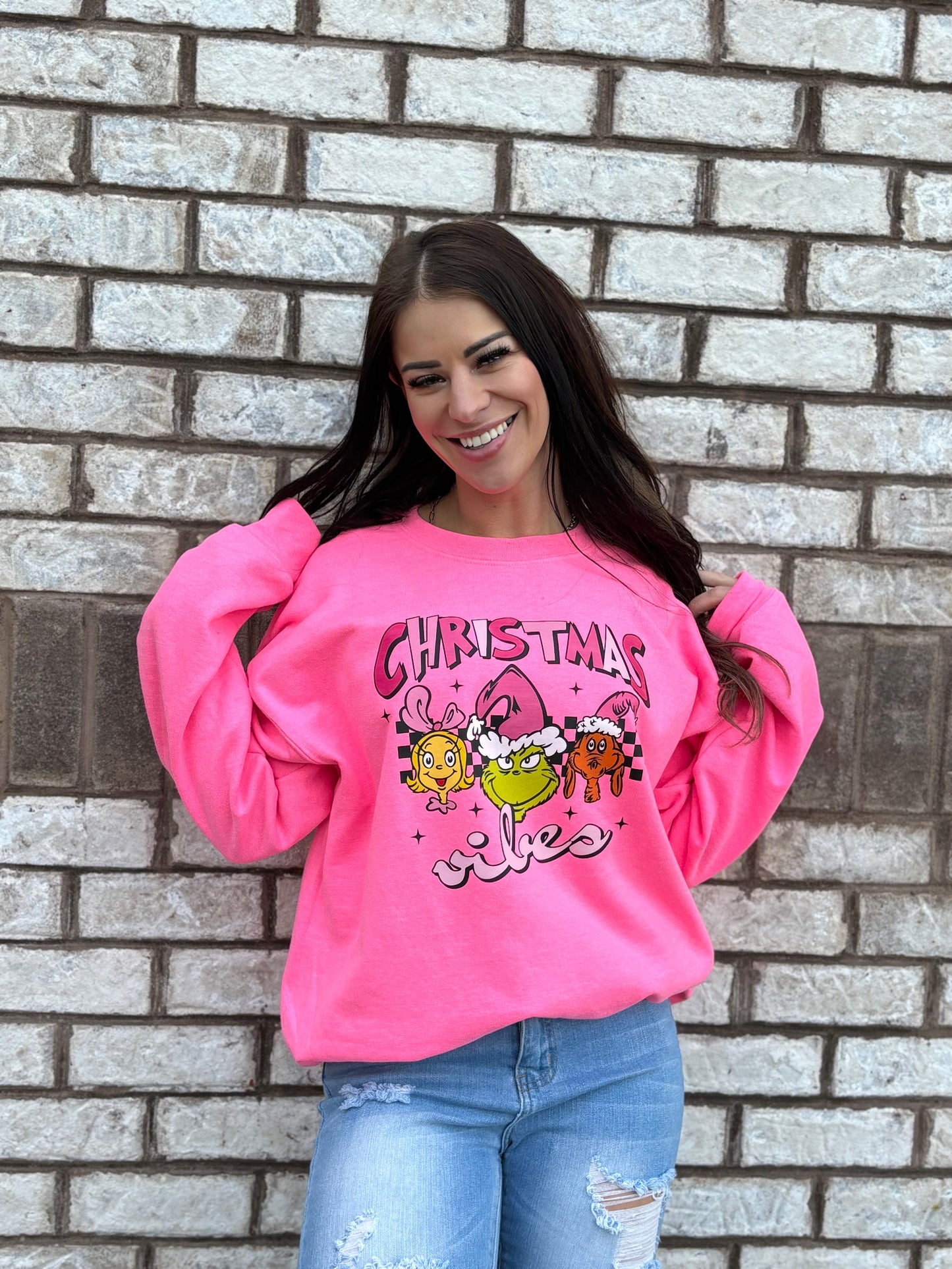 Grinch Bright Pink Sweatshirt