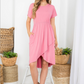 Plus Size Short Sleeve Cinch Waist Tulip Hem Dress