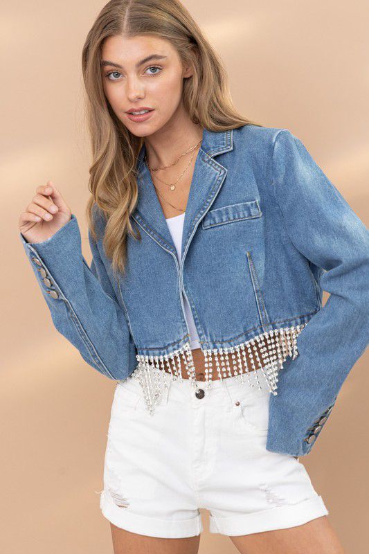 Bling Fringe Denim Jacket