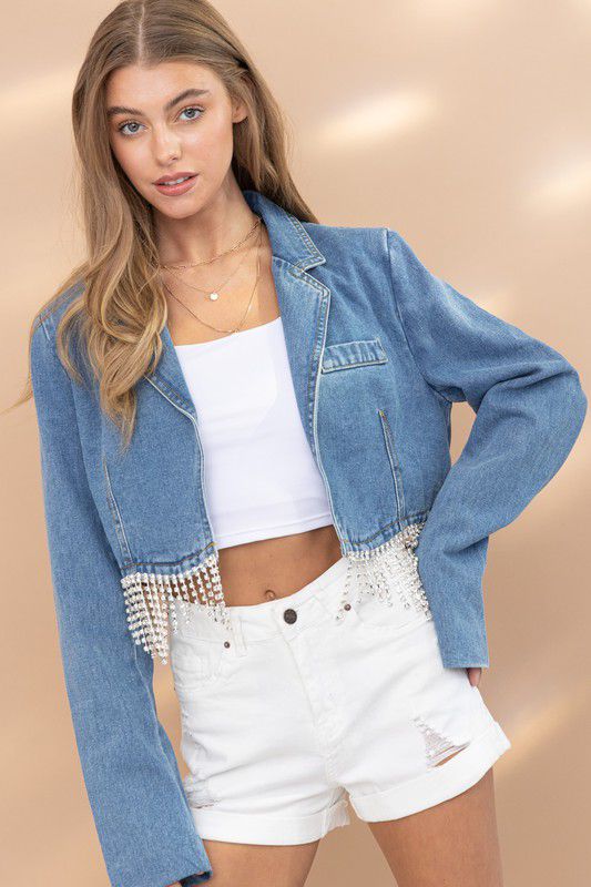 Bling Fringe Denim Jacket