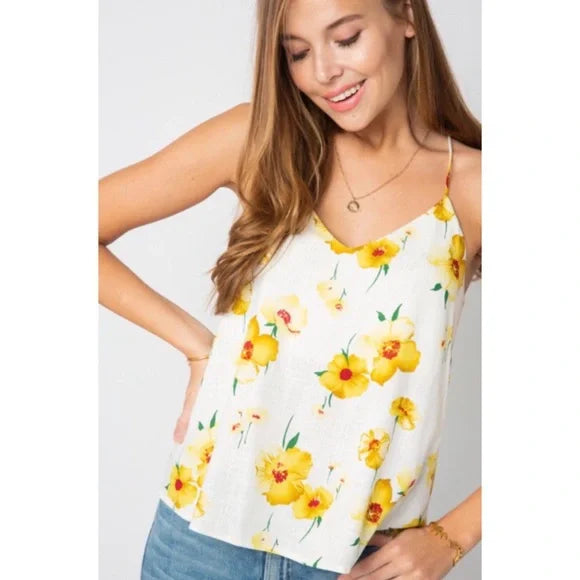 Floral Linen Racerback Tank