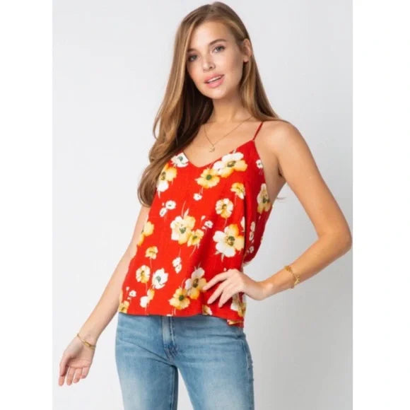 Floral Linen Racerback Tank