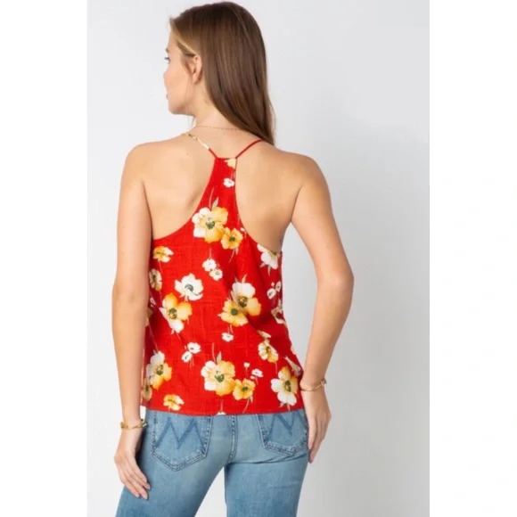 Floral Linen Racerback Tank