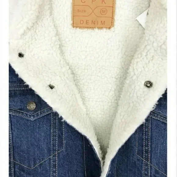 Men denim sherpa jacket